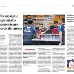 DT El Comercio: “PERÚ CONSIGUE CAMPEONATO PANAMERICANO DE TENIS DE MESA: Carlos Fernández y Adrián Rubiños fueron los mejores en dobles sub19”.
